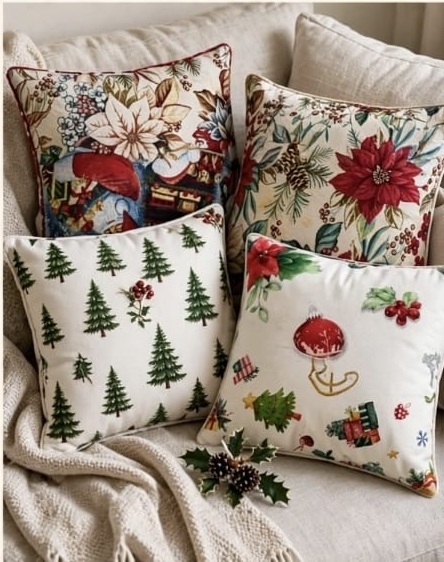 Inspiración de cojines con estampados navideños