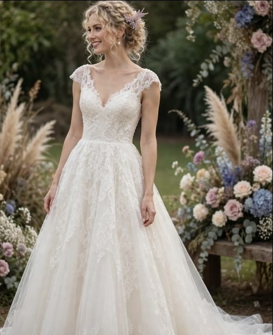 Imagen de inspiración de un vestido de novia con falda amplia